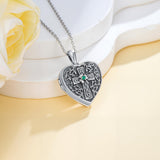 Oseew Photos Text Pendant Necklace Cross Celtic Pendant 925 Silver Customized Necklace with Heart Photos and Text Suitable for Men and Women