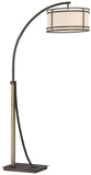 Franklin Iron Works Gentry Industrial Rustic Farmhouse Arc Floor Lamp 71 1/2" Tall Oil Rubbed Bronze 2-Light Oatmeal Fabric Drum Shade for Living Room Reading Bedroom Office House Home Decor