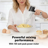 Camic Electric Hand Mixer with 9 Speeds, Powerful Motor, Cordless Hand Mixer with Whisk, Dough Hook and Mixing Rod for Whipping Eggs, Cream, Butter, Jam, Kneading Dough and Blending (White+Black)