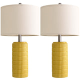 PoKat 23" Yellow Table Lamps Set of 2, Modern Living Room End Table Lamps Decor, Ceramic Lamps for Living Room, Contemporary Nightstand Lamps for Side Console Table Hallway Gift
