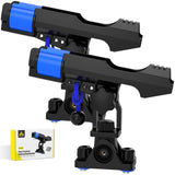 GearTrust 2-in-1 Fishing Rod Holder for Boat Kayak Rod Holder Track Deck Mount, Secure Fishing Pole Holders with Three Tier Rod Protection,Dual T Bolt, Bungee Cord & Sliding Loop (2 Pack