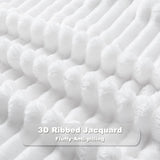 NEWCOSPLAY Super Soft Twin Blanket White Premium Silky Flannel Fleece 3D Ribbed Jacquard Lightweight Bed Blanket All Season Use (White Ribbed, Twin(60"x80"))
