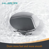 KUZOR Chrome Pop Up Bathroom Sink Drain with Overflow - Fits 1-5/8" to 2" Holes, 304 Stainless Steel for Vanity/Vessel Sink