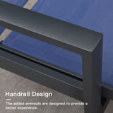 PURPLE LEAF Pool Chaise Lounge, Aluminum 2-Piece Set with Armrests, Navy