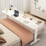 LAKIQ Modern Rolling Laptop Desk for Bed White Over Bed Computer Desk