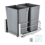 Pull-Out Trash Can, 35 QT x2 Double Under Mount Kitchen Waste Container, Heavy Duty Garbage Recycling Bin with Door Kit