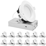 LUXRITE 4 Inch LED Recessed Light, Regressed Mini Panel Spotlight, 5CCT 2700K-5000K, 12/15/19 Watts, 1000/1400/1800 Lumens, Dual Dimmable (TRIAC & 0–10V), 100° Beam, Wet Rated, ETL (12 Pack)