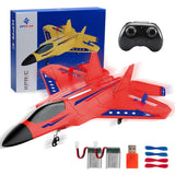ANTSIR F22 RC Airplane, 2.4GHz Remote Control Jet with Gyro Stabilizer, LED Lights, 2 Batteries, Easy to Fly for Kids Boys Adults Beginners (Red)