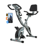BARWING Stationary Exercise Bike for Home Workout, 5 IN 1 Foldable Indoor Cycling Bike for Seniors, 350LB Capacity, 16-Level Magnetic Resistance, Seat Backrest Adjustments Grey