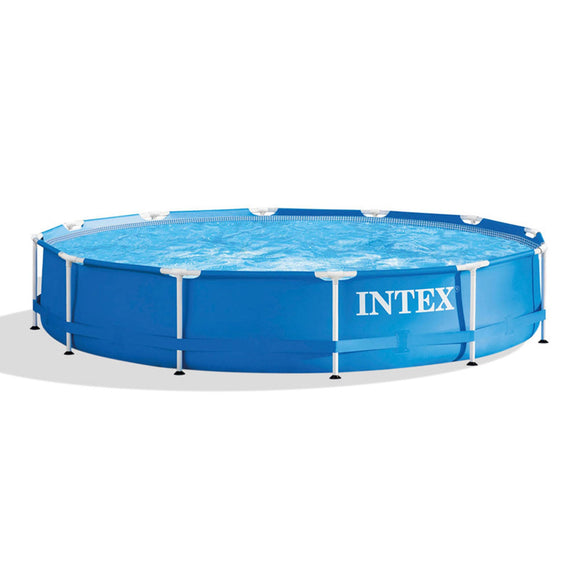Intex Metal Frame 12 ft x 30 in Round Above Ground Outdoor Backyard Swimming Pool Intex
