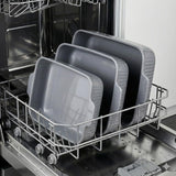 Yachi Ceramic Casserole Dishes for Oven Set of 3 Pcs Rectangular Bakeware Set with Handle for Steak Beef Baking Pan Roast Chicken spaghetti Lasagna Pan vegetables Microwave Oven and Dishwasher Safe Gray (14.8''/12.7''/9.8'')