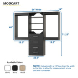 MODCART Modular Closet Organizer, 66" Wide with Hanging and Drawers, Wood Tower Storage for Walk-in Closets, Wall-Mounted Black Wardrobe Kit