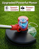 Electric Weed Eater 21V, Battery Powered Cordless String Trimmer, Weed Trimmer with Auto Line Feed, Weed Wacker Lawn Edger with 2 x 2.0Ah Battery and Fast Charger