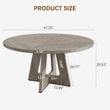 Garvee 47" Round Dining Table for 4 to 6, Farmhouse Kitchen Table with Cross Pedestal Base