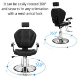 Winado Heavy Duty Reclining Barber Chair for Barber Shop, Styling Salon Chair with Headrest and Footrest, 360 Degree Swivel, Height Adjustable, Fit Hair Stylist Women Men, Black