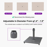 PURPLE LEAF Table Sun Umbrella 10' x 10' with Base Semi Auto Lift, Gray