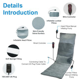 KOCASO Full Body Massage Mat with Heat with Inflatable Head Pillow Electric Vibration Massage Pad Back Massager for Chair 10 Motors 9 Modes 3 Heat Levels Lumbar Pillow for Women Men Home Office Gift