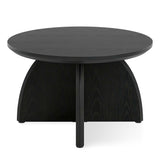 LITTLE TREE Round Coffee Table, Black 31.5 Inches Circle Center Living Room Table, Modern Simple Coffee Tables for Living Room, Low Cocktail Table for Home Office, Easy Assembly