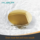 KUZOR 2-Pack Pop Up Bathroom Sink Drain with Overflow - Fits 1-5/8" to 2" Holes, Glod 304 Stainless Steel for Vanity/Vessel Sink