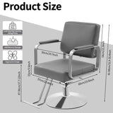 Pro Barber Salon Chair with Hydraulic Pump, 441lbs Heavy Duty Salon Chair Leather Seats Beauty Spa Hair Styling Chairs, 360° Rotatable Multi-Function Footrest for Hair Stylist Barbershop(Grey&Silver)