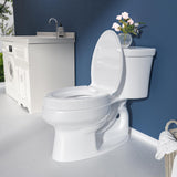 SAMODRA Raised Toilet Seat Riser, White, 3 Inch High Elevated Toilet Seat for Seniors, Soft Close, Easy Install & Clean (Elongated)