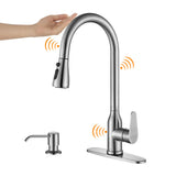 Touch Kitchen Faucet,KEER Smart Kitchen Sink Faucet with Pull Down Sprayer, Touch on Activated Kitchen Bar Sink Faucet Brushed Nickel, Stainless Steel