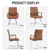 Sidnali Waiting Room Chairs, Office Guest Chair with Sled Base Mid Back for Reception Conference Room, Brown Set of 2