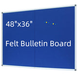 DEVELOP 48x36 Inch Large Blue Felt Bulletin Board, Wall Mounted Pin Memo Notice Cork Board with Silver Aluminium Frame for Office, Home, and Classroom, Includes 10 Push Pins