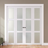 SMARTSTANDARD Bifold Door for 64" x 80-3/4" Opening, Tempered Frosted Glass