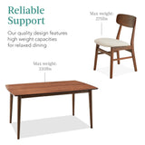 7-Piece Wooden Dining Room Table Set, Mid-Century Modern, Kitchen Table w/ 6 Chairs