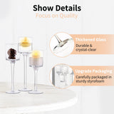 NUPTIO Glass Tealight Candle Holders: Set of 6 Tall Candle Stands for Dinner Table Centerpiece - Stemmed Candleholders for Pillar Floating Candles