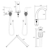 3-Hole Bathroom Sink Faucet - SR SUN RISE NSF Certified 8-inch Brushed Nickel Faucets with Pop-up Drain Assembly, 2 Handles, 2 Water Supply Lines, Widespread Sink Faucet for Vanity, RV, and Bathroom
