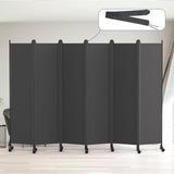 6 Panel Room Divider, 6FT Tall Rolling Privacy Screen with Lockable Wheels, Folding Wall Dividers Portable Room Divider for Room Separation