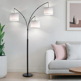 Fansdrick Floor lamp with Remote, 3 Light Arc Floor Lamps for Living Room, 2400LM Tall Standing Floor Lamps with White Shades, 80" Large Floor Lamp for Bedroom, Office