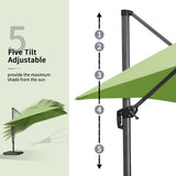 PURPLE LEAF Patio Umbrella 9' x 11.5' All-Day Shade Control Apple Green