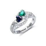Oseew Gold gold Mother Rings for women Customized mom rings Mother and daughter ring for Mother's day 2 birthstone rings mothers ring (White Gold)