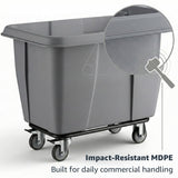 8 Cubic Foot 500 lb. Trash Cube Truck, Grey Commercial Laundry Cart, Construction Trash Recycling Trolley, Industrial Garbage Wagon Transportation, Rolling Waste Bin