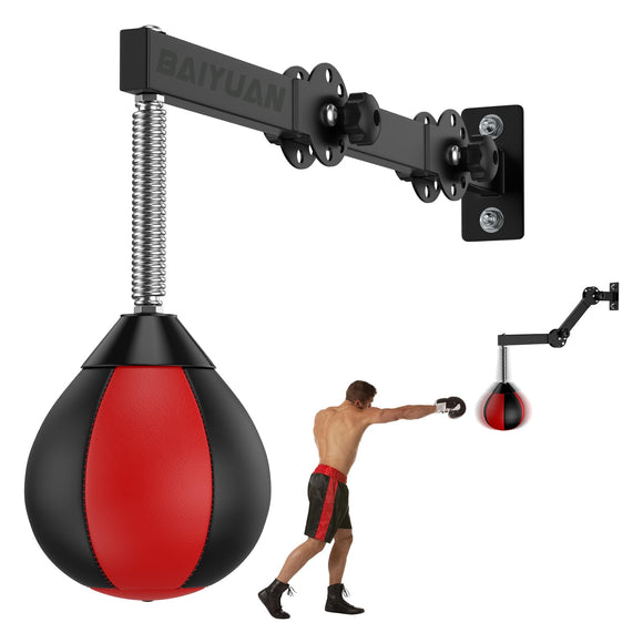 Speed Bag Boxing Punching Bag, Wall Mount Height Adjustable & Fold Speed Bags for Boxing, Wall Bracket Boxing Reflex Ball, Boxing Bag as Adults Teens and Kids, Fits Home Gym Workout BaiYuan