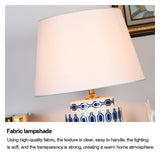 Table Lamp Porcelain Vase Desk Lamp Painting Glazed Bedroom Bedside Lamp with Fabric Lampshade Study Reading Lamp Office Night Lamp