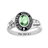 Oseew Custom High School 2027 College Birthstone Rings（White Gold）