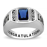 Oseew Men Class Ring Birthstone Customized High School Ring (White Gold)