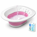 Pochik Electric Sitz Bath for Toilet Seat, Collapsible Portable Soaking Tub for Hemorrhoids and Postpartum Care, Automatic Flushing Sitz Bath Basin with Adjustable Flow - Magenta