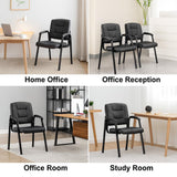 Naomi Home Faux Leather Guest Reception Chair with Armrests - Black