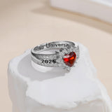 Oseew 2027 Custom Heart Shape Class Senior High School Ring for Women