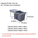 40QT Under Cabinet Pull-Out Trash Can - Heavy Duty Soft Close Kitchen & Laundry Waste Bin, Space-Saving Garbage Container (34x48x42.5cm) for Efficient Organization