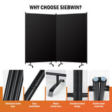Room Divider Panel, Siebwin 2 Panel Folding Privacy Screens with Wider Feet, 8 Ft Portable Room Partition for Room Separator