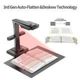 Document Scanner, ET24 Pro Book Document Scanner Portable 24MP Camera A3 Size with Smart OCR Led Table Desk Lamp for Family Home Office