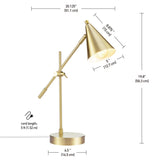 Globe Electric x Novogratz 52887 18" Desk Lamp, Matte Brass Finish, Adjustable Height, Balance Arm, Rotary Switch on Shade, Modern Lighting for Bedroom or Office, E26 Base 50W Bulb