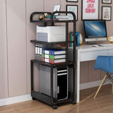 SHSWUD Printer Rack Floor-Standing Printer Stand with Wheels 4-Layer Cart Mobile Fax Machine Rack for Office Printer Shelves(Black)