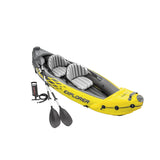 Intex 68307EP Explorer K2 Inflatable Kayak Set: Includes Deluxe 86in Kayak Paddles and High-Output Pump – Adjustable Seats with Backrest – Removable Skeg – 2-Person – 400lb Weight Capacity Intex